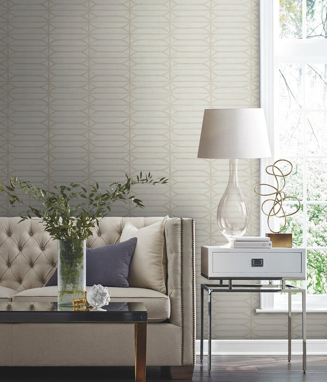 Pavilion Taupe Peel & Stick Wallpaper with Geometric Motif - York PSW1411RL