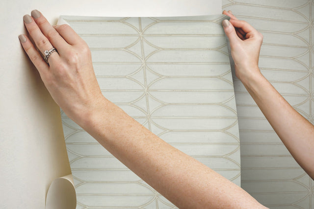 Pavilion Taupe Peel & Stick Wallpaper with Geometric Motif - York PSW1411RL
