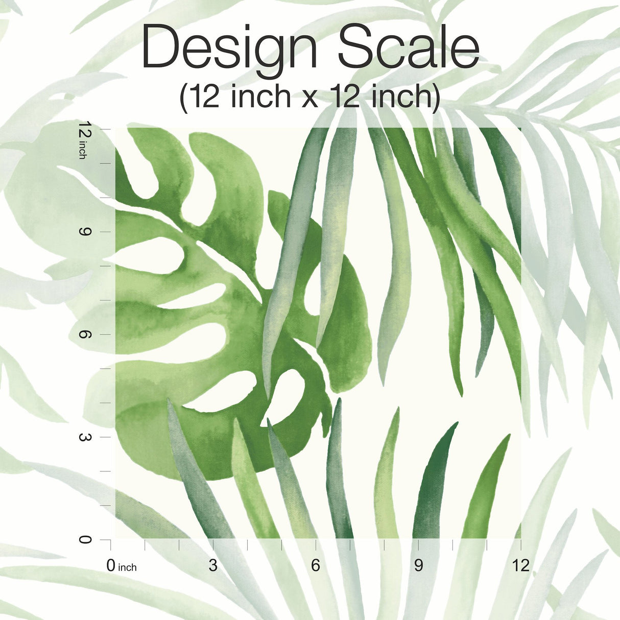 Paradise Palm Green Peel & Stick Wallpaper with Botanical Watercolor Palm Leaf Pattern - York PSW1412RL