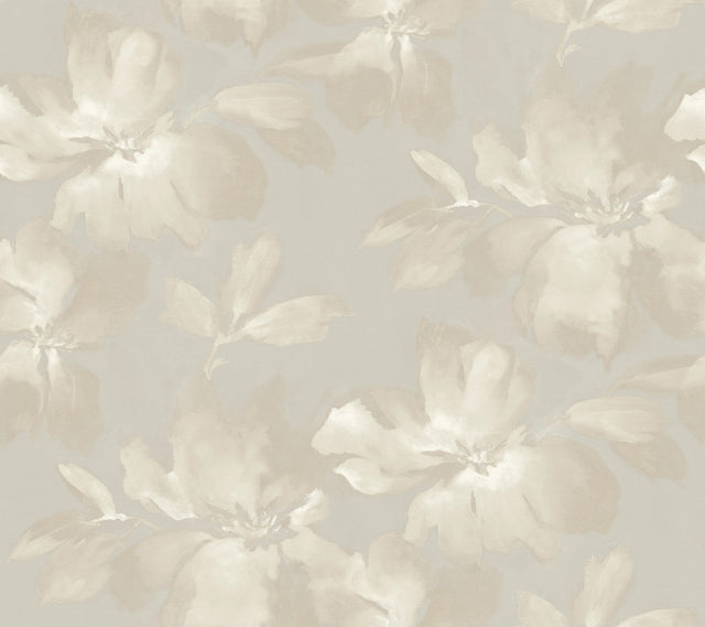 Midnight Blooms Neutral Peel & Stick Wallpaper with Floral Watercolor Motif - York PSW1414RL