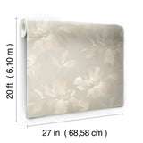 Midnight Blooms Neutral Peel & Stick Wallpaper with Floral Watercolor Motif - York PSW1414RL