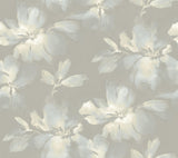 Midnight Blooms Light Blue & Grey Peel & Stick Wallpaper with Watercolor Floral Motif - York PSW1415RL