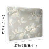 Midnight Blooms Light Blue & Grey Peel & Stick Wallpaper with Watercolor Floral Motif - York PSW1415RL