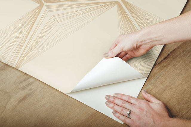 Honeycomb Sand & Gold Peel & Stick Wallpaper with Geometric Honeycomb Pattern - York PSW1416RL