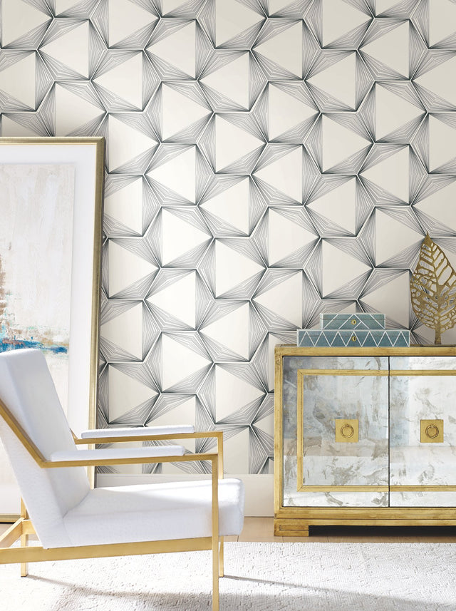 Honeycomb Charcoal Peel & Stick Wallpaper with Geometric Honeycomb Pattern - York PSW1417RL
