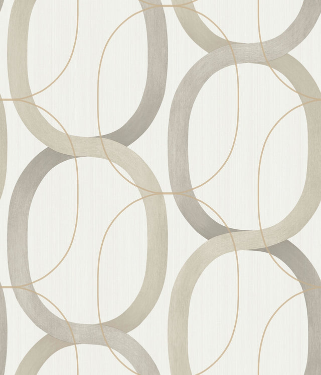 Interlock Light Taupe Peel & Stick Wallpaper with Geometric Interlocking Rings - York PSW1418RL