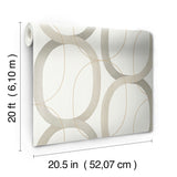 Interlock Light Taupe Peel & Stick Wallpaper with Geometric Interlocking Rings - York PSW1418RL