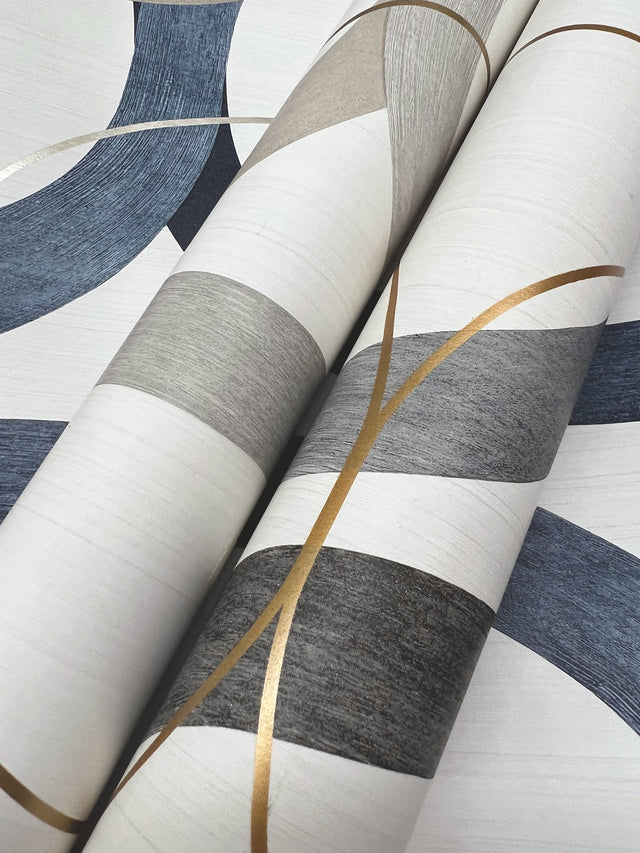 Interlock Light Taupe Peel & Stick Wallpaper with Geometric Interlocking Rings - York PSW1418RL