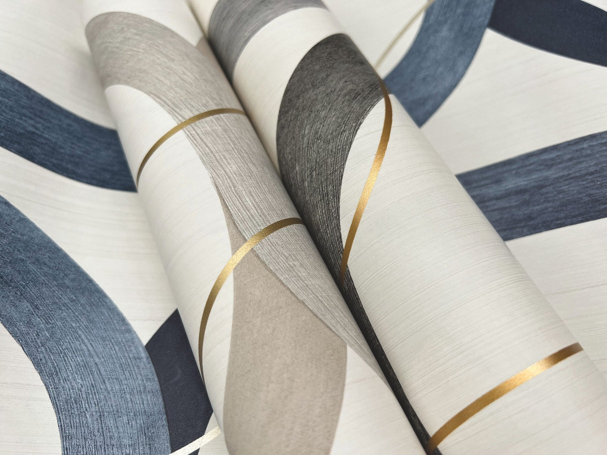 Interlock Light Taupe Peel & Stick Wallpaper with Geometric Interlocking Rings - York PSW1418RL