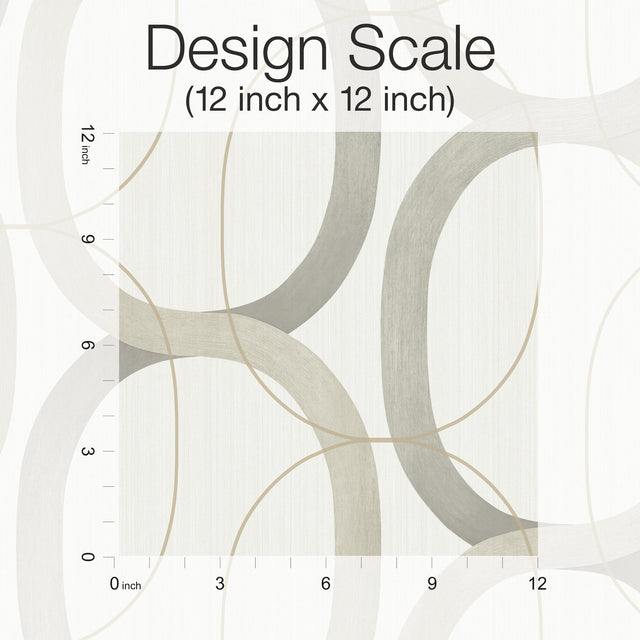 Interlock Light Taupe Peel & Stick Wallpaper with Geometric Interlocking Rings - York PSW1418RL