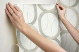 Interlock Light Taupe Peel & Stick Wallpaper with Geometric Interlocking Rings - York PSW1418RL