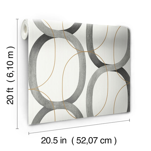 Interlock Black & Gold Geometric Peel & Stick Wallpaper - York PSW1419RL