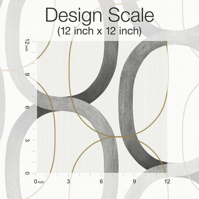 Interlock Black & Gold Geometric Peel & Stick Wallpaper - York PSW1419RL