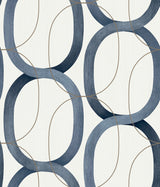 Interlock Navy Peel & Stick Wallpaper with Geometric Interlocking Loops - York PSW1420RL