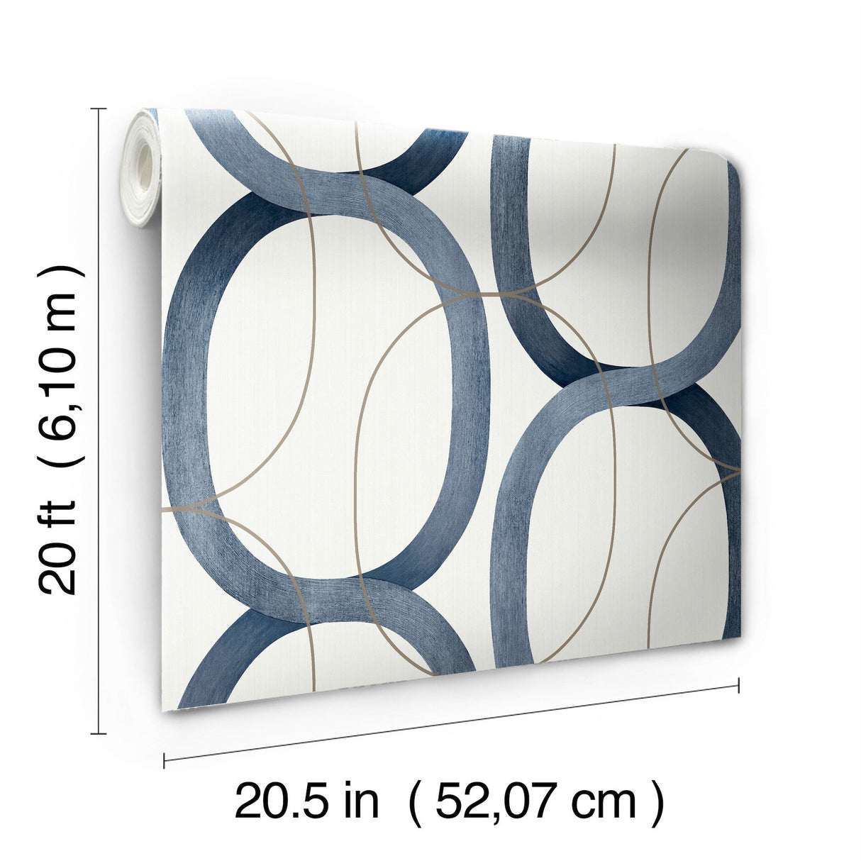 Interlock Navy Peel & Stick Wallpaper with Geometric Interlocking Loops - York PSW1420RL