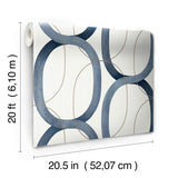 Interlock Navy Peel & Stick Wallpaper with Geometric Interlocking Loops - York PSW1420RL