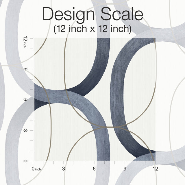 Interlock Navy Peel & Stick Wallpaper with Geometric Interlocking Loops - York PSW1420RL