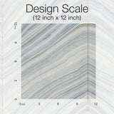 Onyx Strata Mist Blue Premium Peel & Stick Wallpaper with Geometric Stone Vein Motif - York PSW1421RL
