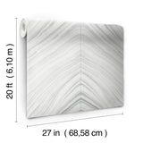 Onyx Strata Sheer Grey Peel & Stick Wallpaper with Geometric Stone Chevron Motif - York PSW1422RL