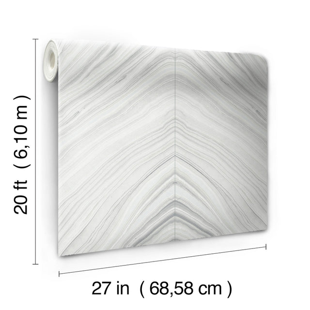Onyx Strata Sheer Grey Peel & Stick Wallpaper with Geometric Stone Chevron Motif - York PSW1422RL