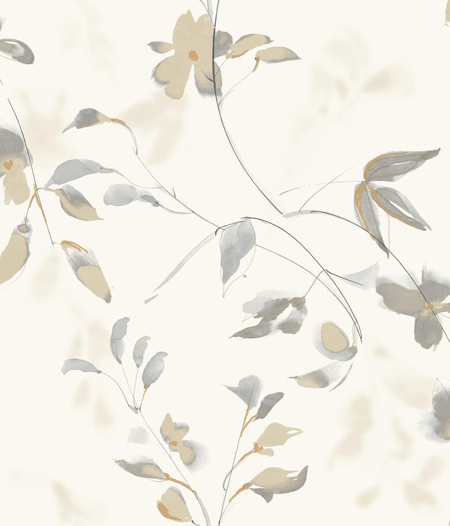Linden Flower Soft Neutral Peel & Stick Wallpaper with Botanical Matte Non-Woven Design - York PSW1424RL