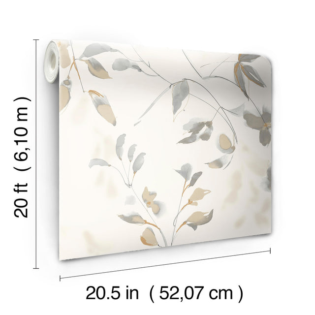 Linden Flower Soft Neutral Peel & Stick Wallpaper with Botanical Matte Non-Woven Design - York PSW1424RL
