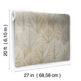 Leaf Concerto Warm Taupe Peel & Stick Wallpaper with Botanical Leaf Pattern - York PSW1425RL
