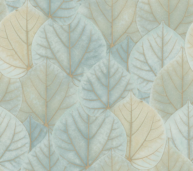 Leaf Concerto Turquoise Peel & Stick Wallpaper