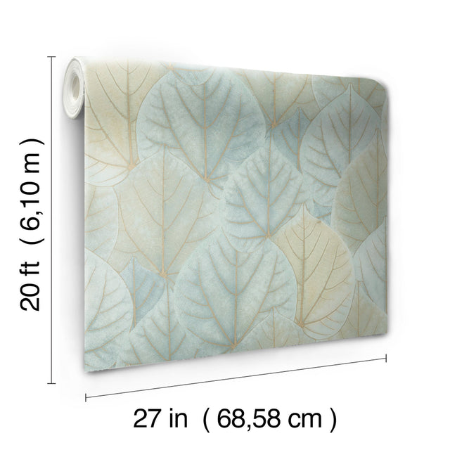 Leaf Concerto Turquoise Peel & Stick Wallpaper