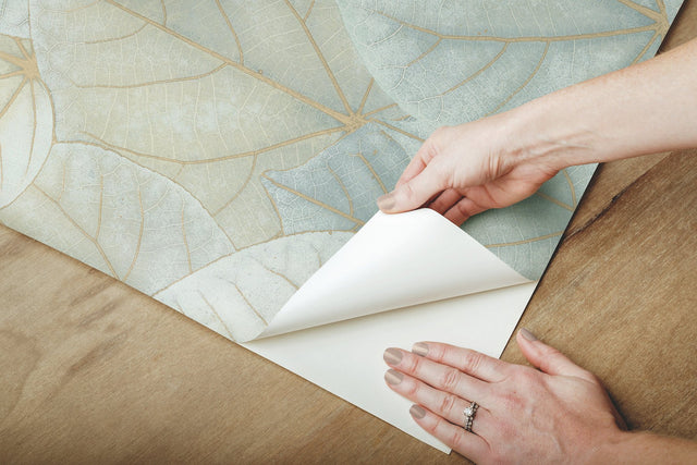 Leaf Concerto Turquoise Peel & Stick Wallpaper