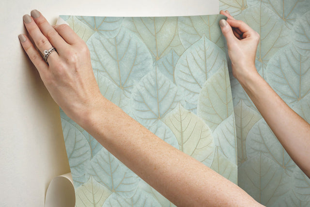 Leaf Concerto Turquoise Peel & Stick Wallpaper