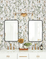 Joyful Eucalyptus Green Peel & Stick Wallpaper with Botanical Watercolor Leaves - York PSW1430RL
