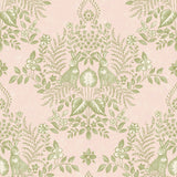 Cottontail Toile Pink & Chartreuse Peel & Stick Wallpaper with Whimsical Rabbit Damask - York PSW1432RL