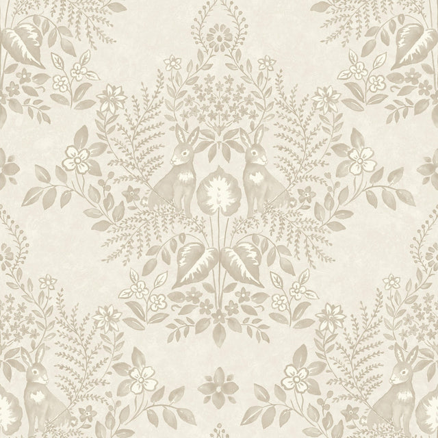 Cottontail Toile Wicker Peel & Stick Wallpaper with Animal Toile Pattern - York PSW1434RL