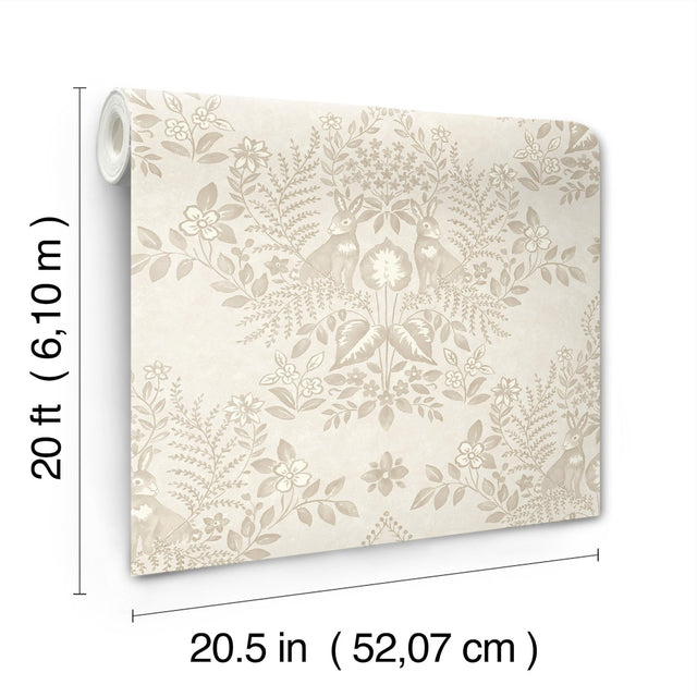 Cottontail Toile Wicker Peel & Stick Wallpaper with Animal Toile Pattern - York PSW1434RL