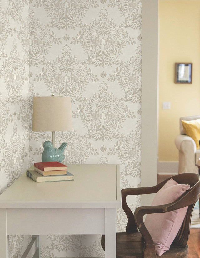 Cottontail Toile Wicker Peel & Stick Wallpaper with Animal Toile Pattern - York PSW1434RL