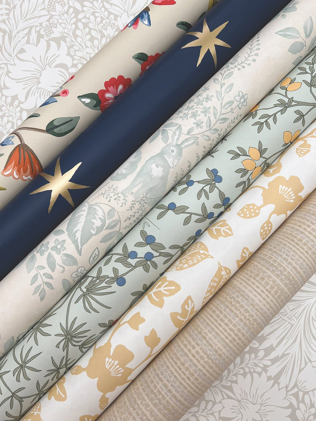 Sparrow & Oak Ochre Yellow Peel & Stick Wallpaper with Botanical Songbird Motif - York PSW1439RL