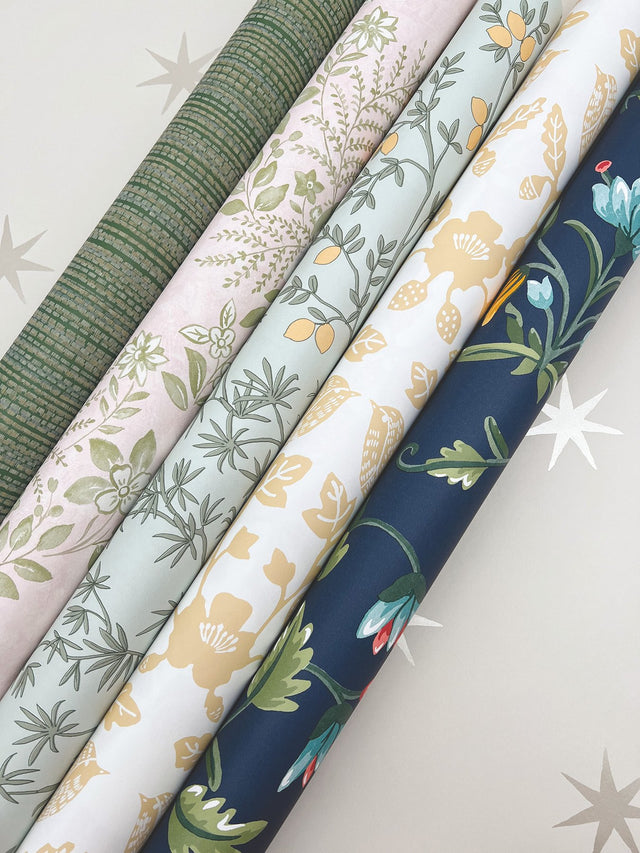 Sparrow & Oak Ochre Yellow Peel & Stick Wallpaper with Botanical Songbird Motif - York PSW1439RL