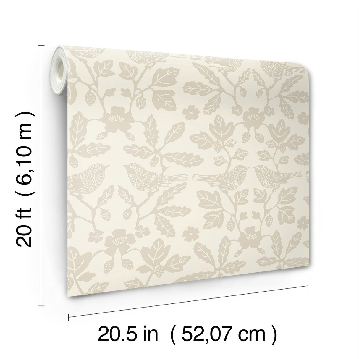 Sparrow & Oak Wicker Peel & Stick Wallpaper with Botanical Bird Motif - York PSW1440RL