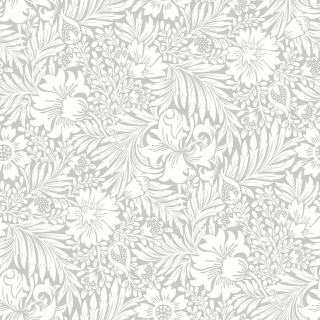 Modern Acanthus Mist Peel & Stick Wallpaper with Floral Acanthus Pattern - York PSW1444RL