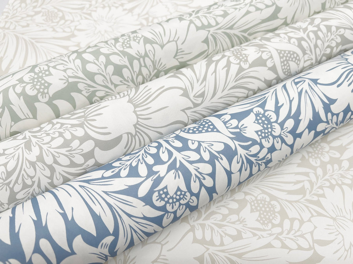 Modern Acanthus Mist Peel & Stick Wallpaper with Floral Acanthus Pattern - York PSW1444RL