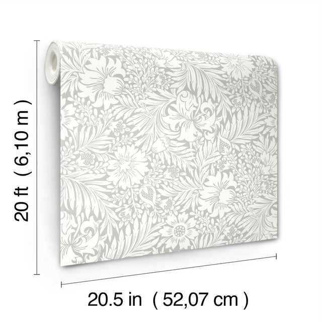 Modern Acanthus Mist Peel & Stick Wallpaper with Floral Acanthus Pattern - York PSW1444RL