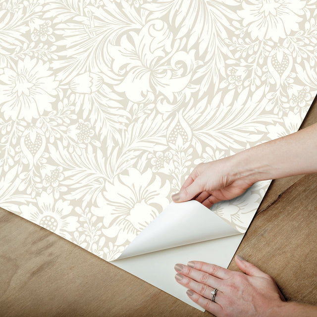 Modern Acanthus Wicker Peel & Stick Wallpaper with Floral Botanical Pattern - York PSW1445RL