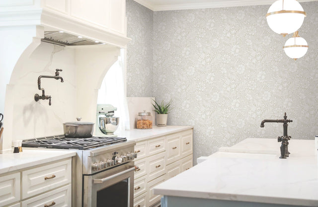 Modern Acanthus Wicker Peel & Stick Wallpaper with Floral Botanical Pattern - York PSW1445RL