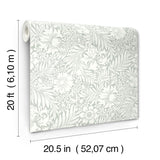 Modern Acanthus Vintage Duck Egg Peel & Stick Wallpaper with Floral Acanthus Motif - York PSW1446RL