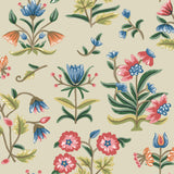 Heirloom Floral Taupe & Multi Peel & Stick Wallpaper with Vintage Folk-Art Floral Pattern - York PSW1447RL