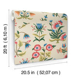 Heirloom Floral Taupe & Multi Peel & Stick Wallpaper with Vintage Folk-Art Floral Pattern - York PSW1447RL