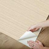 Tick Mark Texture Warm Wheat Peel & Stick Wallpaper with Geometric Woven Motif - York PSW1449RL