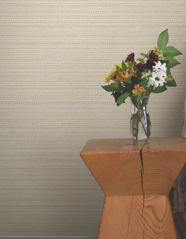 Tick Mark Texture Warm Wheat Peel & Stick Wallpaper with Geometric Woven Motif - York PSW1449RL
