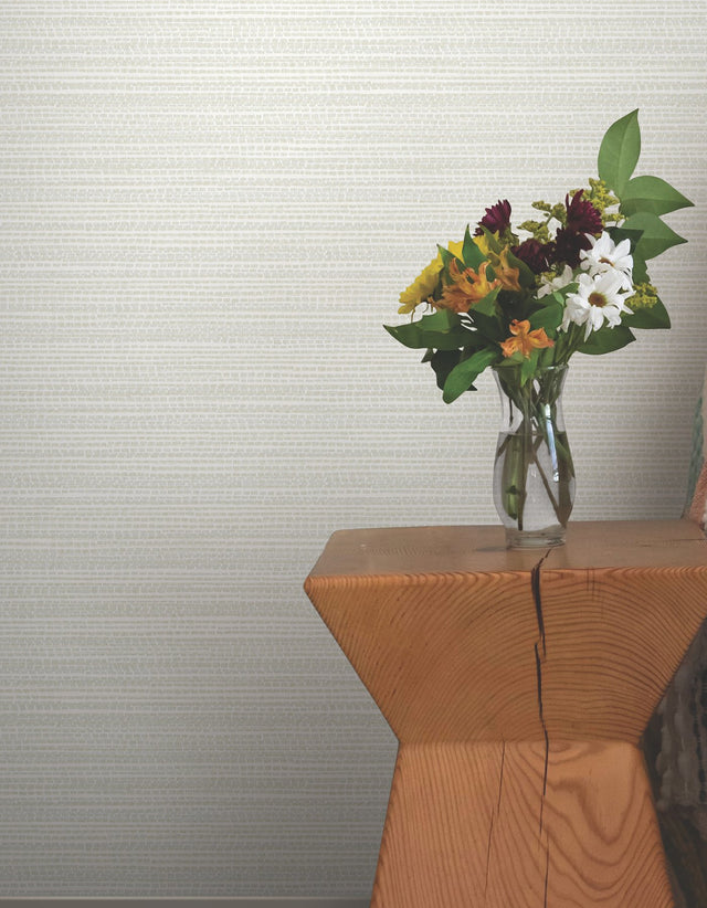 Tick Mark Texture Sand & Fog Peel & Stick Wallpaper with Geometric Woven Motif - York PSW1450RL